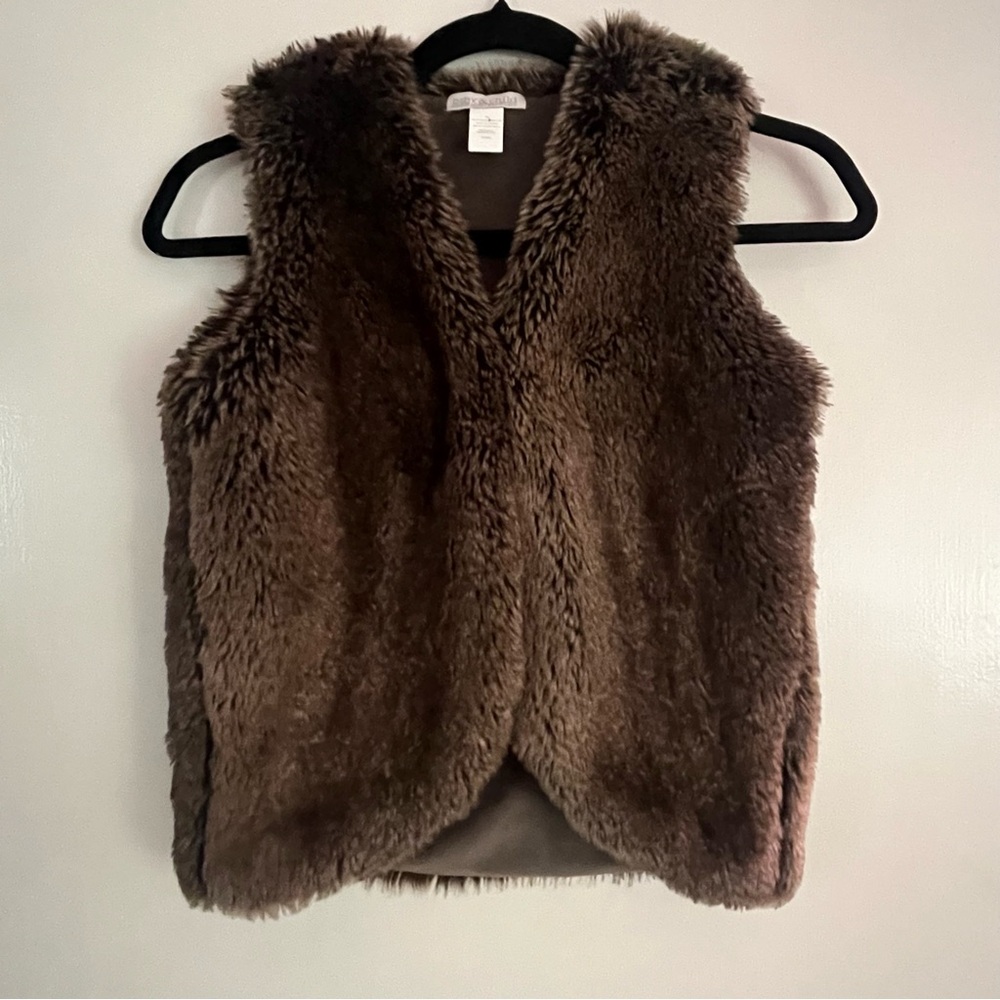 Restoration Hardware Brown Faux Fur Vest Youth Kids Size 7-8 Y2K Boho